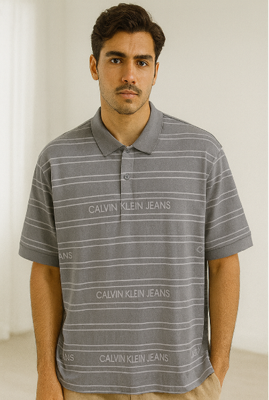 Grey Calvin Klein Jeans Polo T-Shirt