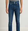 Dark Blue Slim Fit Jeans with White Stitching