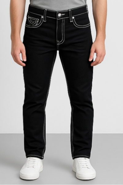 Black Slim Fit Jeans with Contrast Stitching