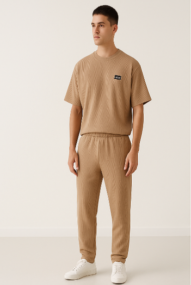 Beige Ribbed Co-ord Set