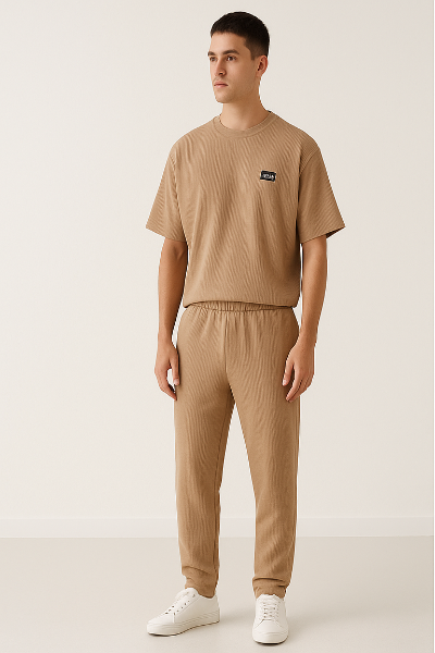 Beige Ribbed Co-ord Set