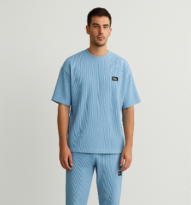 Sky Blue Ribbed Co-ord Set