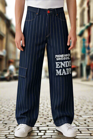 Dark Navy Cargo Wide-Leg Jeans