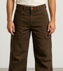 Brown Cargo Wide-Leg Jeans with Back Print