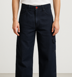 Wide-Leg Dark Denim Jeans