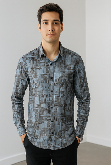 Abstract Geometric Print Shirt