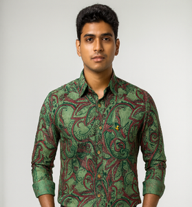 Green Paisley Print Shirt