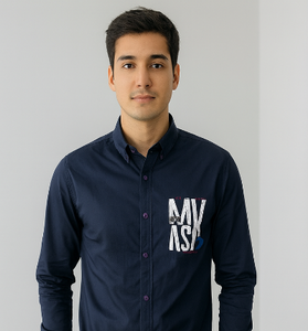 Navy Blue Graphic Detail Shirt
