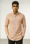 Orange Striped Casual Shirt