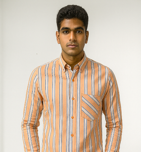Orange Striped Casual Shirt