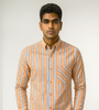 Orange Striped Casual Shirt