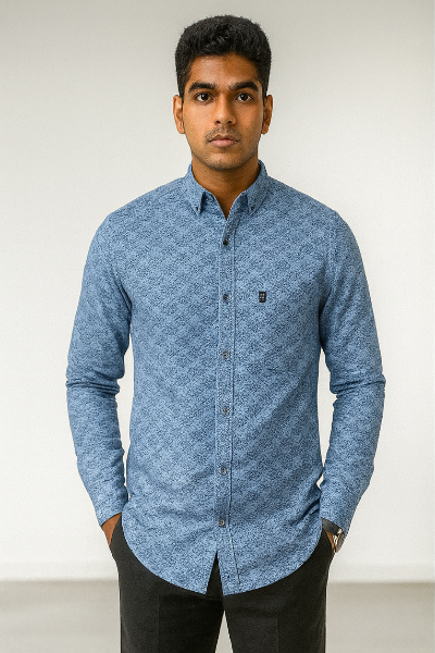 Blue Micro Print Shirt