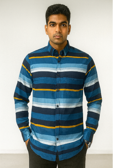 Blue Striped Casual Shirt