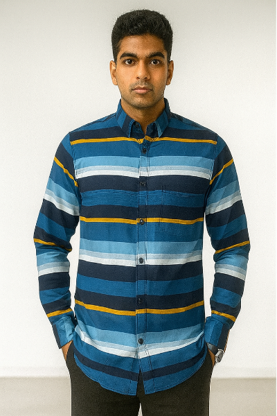 Blue Striped Casual Shirt
