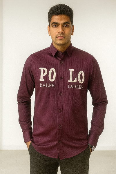 Burgundy Polo Embroidered Shirt