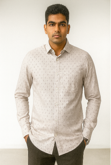 Beige Printed Subtle Pattern Shirt