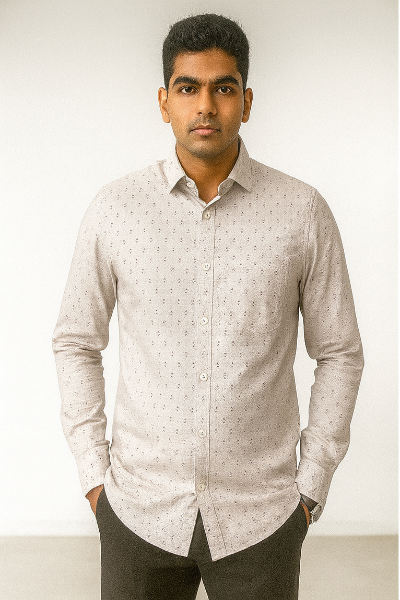 Beige Printed Subtle Pattern Shirt