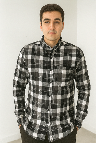 Black &amp; White Checked Flannel Shirt