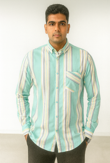 Aqua Green Striped Shirt