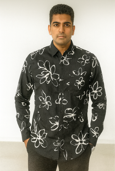 Black Floral Printed Shirt