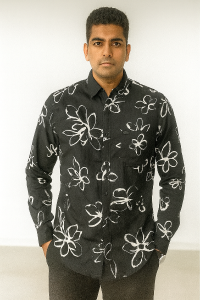 Black Floral Printed Shirt