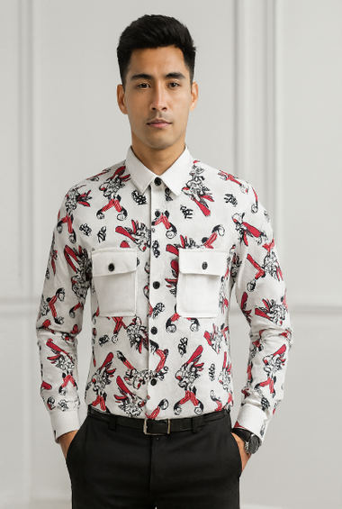 White &amp; Red Looney Tunes Print Shirt