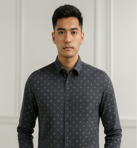 Dark Grey Micro-Printed Shirt