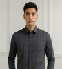 Dark Grey Micro-Printed Shirt