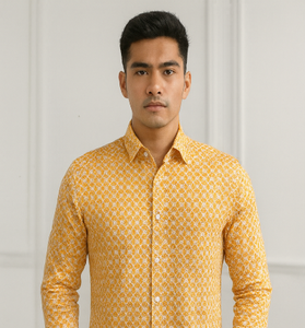 Yellow Geometric Print Shirt