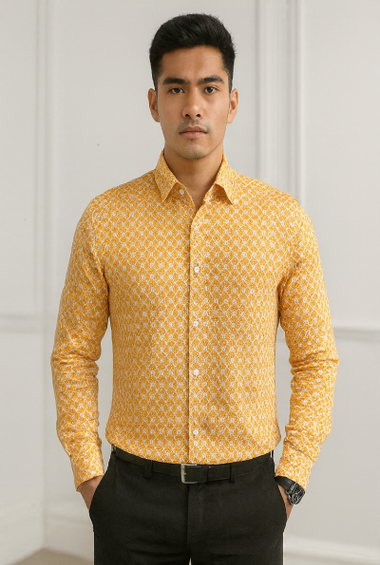 Yellow Geometric Print Shirt