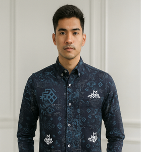 Navy Blue Graphic Print Shirt