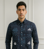 Navy Blue Graphic Print Shirt