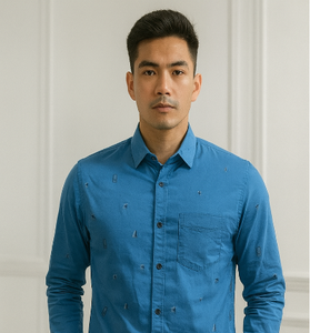 Blue Micro Embroidered Shirt
