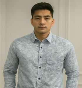 Light Blue Textured Print Shirt