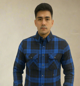 Navy Blue &amp; Black Checked Shirt