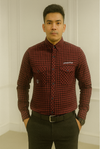 : Maroon Checkered Casual Shirt
