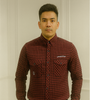 : Maroon Checkered Casual Shirt