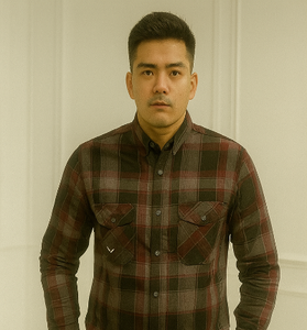 Dark Maroon &amp; Black Plaid Shirt