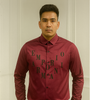 Burgundy Printed Formal Shirt