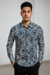 Navy Blue Abstract Print Shirt