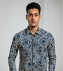 Navy Blue Abstract Print Shirt