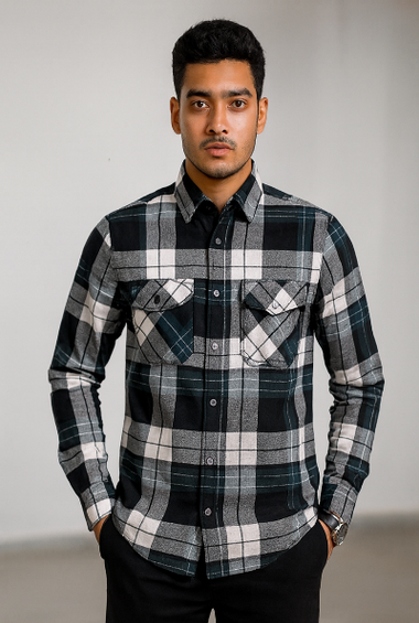 Black &amp; White Checked Casual Shirt