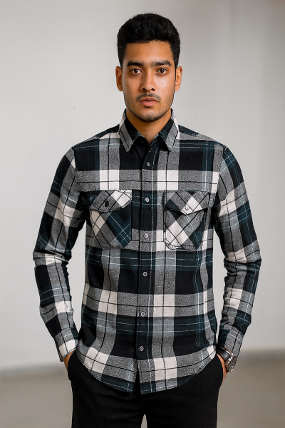 Black & White Checked Casual Shirt