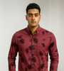 Maroon Leaf Print Shirt