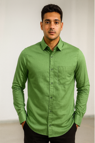 Green Solid Formal Shirt