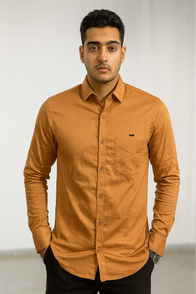 Mustard Solid Casual Shirt