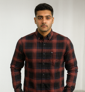Maroon &amp; Black Checked Shirt