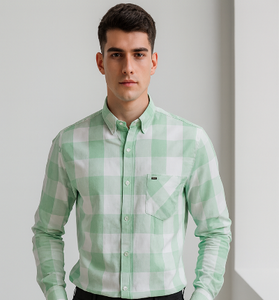 Mint Green &amp; White Checked Shirt