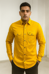 Yellow Solid Shirt with Flap Pockets