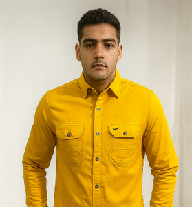 Yellow Solid Shirt with Flap Pockets